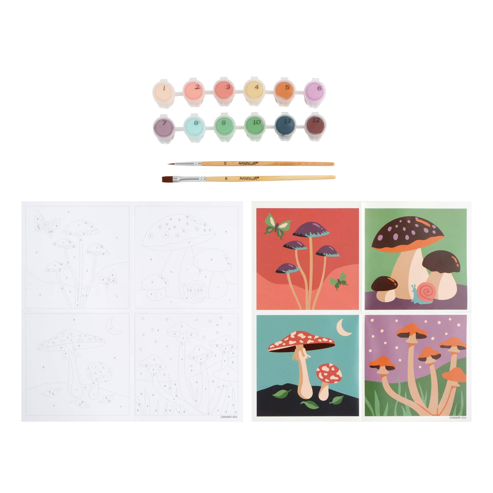 Mushrooms Paint-by-Number Gallery Mini Kit by Artist's Loft®